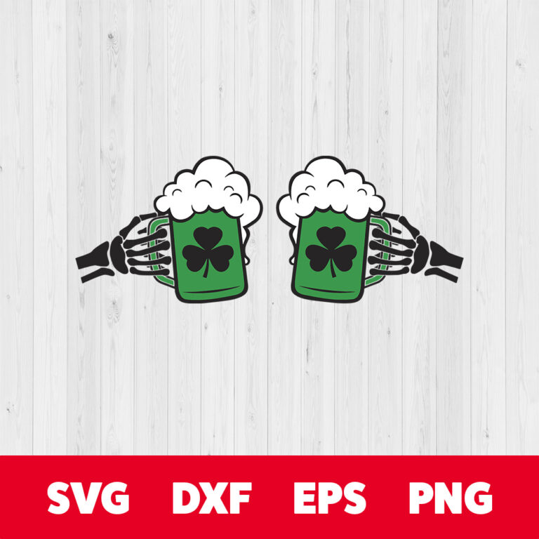 Skeleton Shamrock Drinking SVG St Patricks Day Skeleton Hands SVG 1