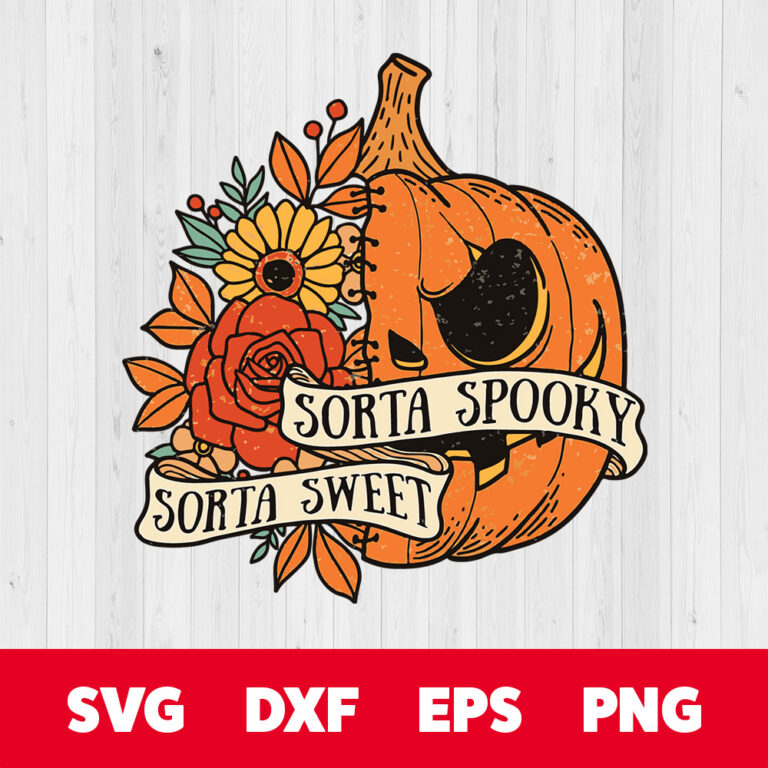 Sorta Sweet Sorta Spooky Flower Pumpkin Halloween SVG 1