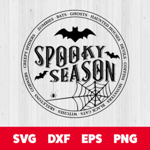 Spooky Season SVG Halloween Circle Word Art SVG files Cricut 1