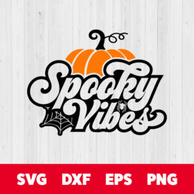 Spooky Vibes SVG Halloween Retro Style with Pumpkin design SVG files 1