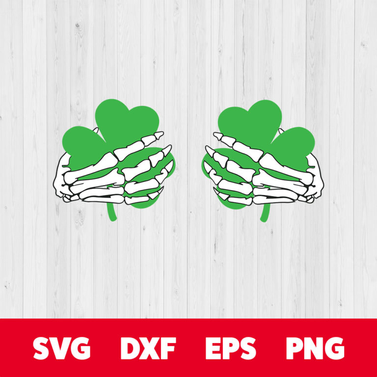 St Patricks Day Skeleton Hands SVG Shamrock Boobs SVG Skeleton Boob Hands SVG 1