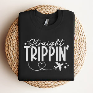 Straight Trippin SVG Airplane Heart Travel Vacation BW T shirt Design SVG PNG 3