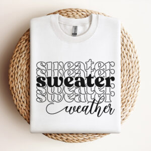 Sweater Weather SVG Autumn Fall Pumpkin Season T shirt Stacked Design SVG 3