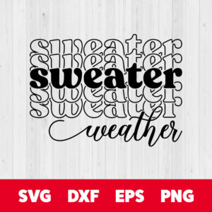 Sweater Weather SVG Autumn Pumpkin Season T shirt College Font Design SVG PNG 1