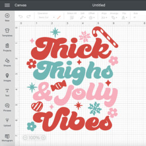 Thick Thighs and Jolly Vibes SVG files for Cricut Funny Boho Mom Christmas SVG 2