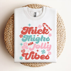 Thick Thighs and Jolly Vibes SVG files for Cricut Funny Boho Mom Christmas SVG 3
