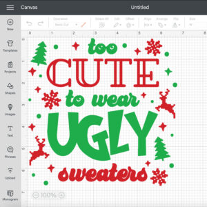 Too Cute to Wear Ugly Sweater SVG files for Cricut Funny Kids Christmas SVG 2