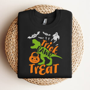 Trick RAWR Treat SVG Halloweens T Rex Dinosaur with pumpkin SVG 3