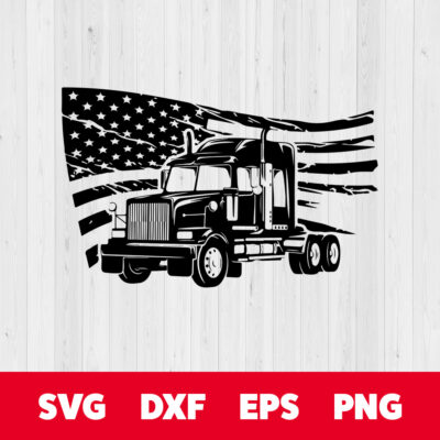 Trucker USA Flag SVG Truck Clipart SVG USA Flag SVG 1