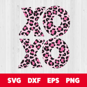 XOXO Leopard Print SVG Valentines Day T shirt Design SVG Cut Files Cricut Silhouette 1