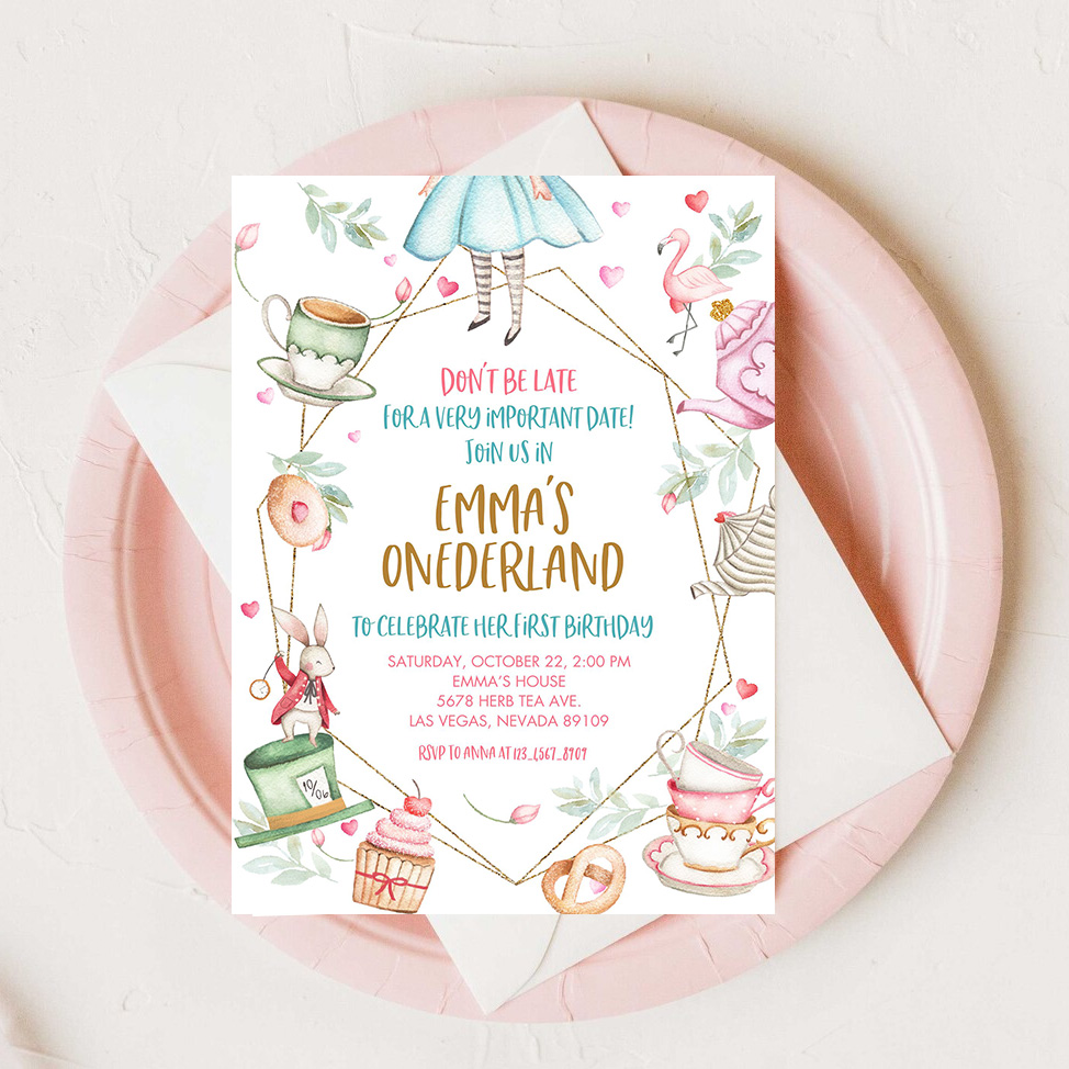 Alice in Wonderland Gifts Sign, Onederland Girl 1st Birthday Mad Hatter Tea  Party, Baby Shower Printable Decorations Instant Download, AL1 (Download  Now) 