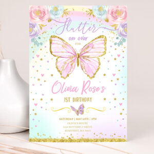 butterfly birthday invitation butterfly invitation whimsical floral butterfly floral butterfly garden 2