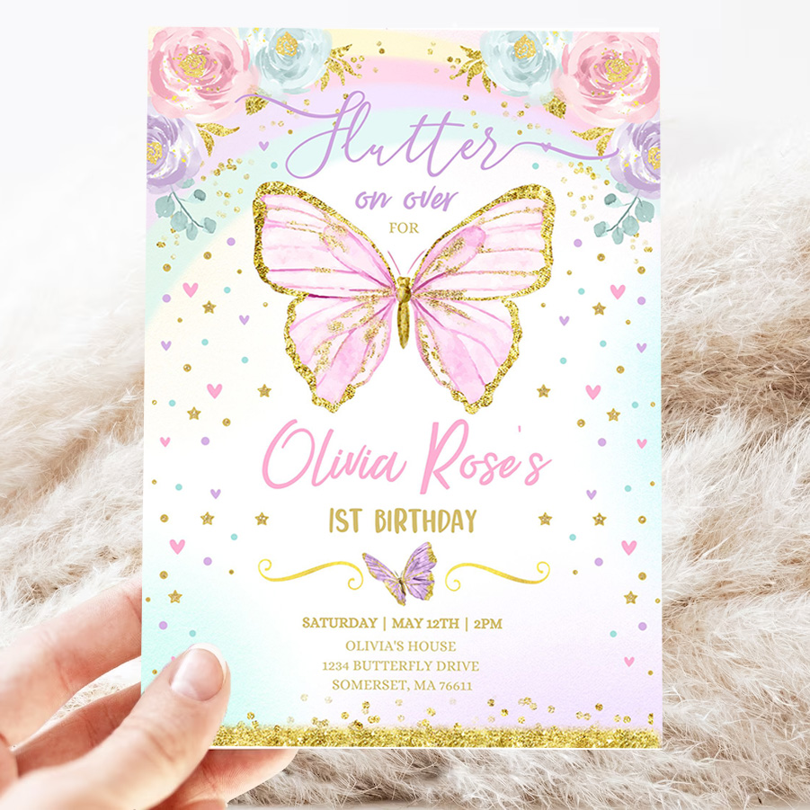 butterfly birthday invitation butterfly invitation whimsical floral butterfly floral butterfly garden 3