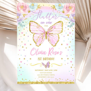 butterfly birthday invitation butterfly invitation whimsical floral butterfly floral butterfly garden 5