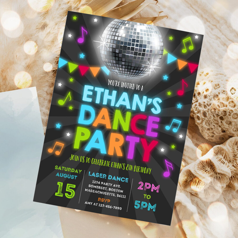 dance party invitation disco party invitation glow dance party neon glow dance party disco dance party 1