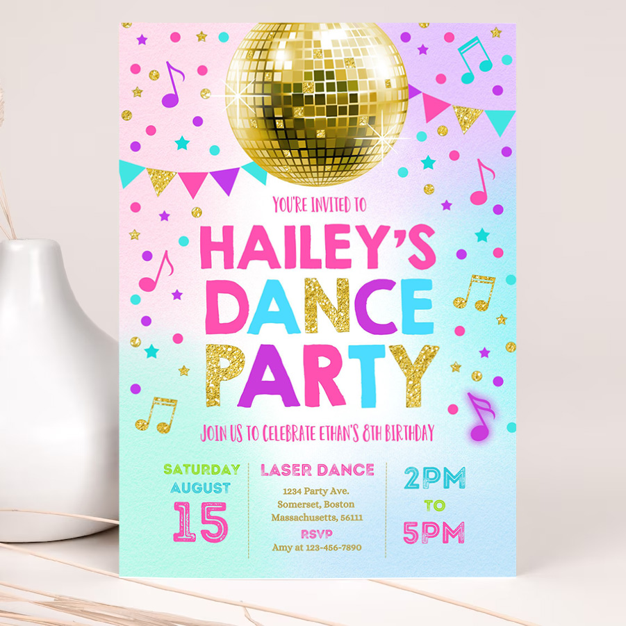 dance party invitation disco party invitation glow dance party neon glow dance party disco dance party invites 1