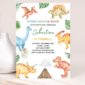 dinosaur birthday party invitation template dinosaur birthday invitation dinosaur thank you tag editable invitation 2
