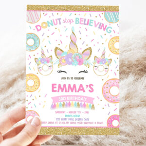 donut and unicorn birthday invitation donut stop believing invite donut stop believing unicorn donut party 3