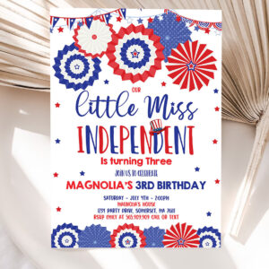 editable 4th of july birthday invitation 4th of july little miss independent birthday invitation memorial day birthday 5