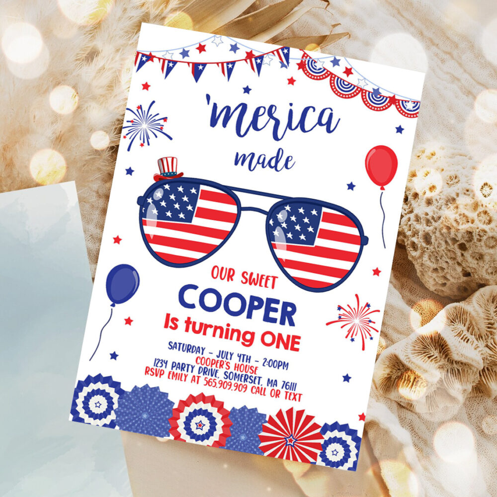 editable 4th of july birthday invitation 4th of july merica made 1st birthday memorial day independence day party 1