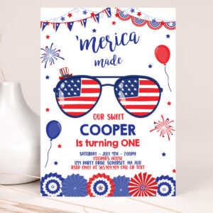 editable 4th of july birthday invitation 4th of july merica made 1st birthday memorial day independence day party 2