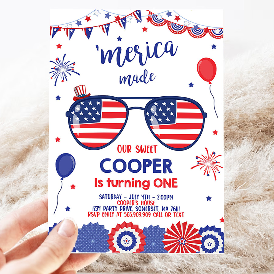 editable 4th of july birthday invitation 4th of july merica made 1st birthday memorial day independence day party 3