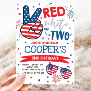 editable 4th of july birthday invitation 4th of july red white and two 2nd birthday party memorial day birthday party 3