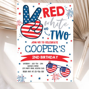 editable 4th of july birthday invitation 4th of july red white and two 2nd birthday party memorial day birthday party 5