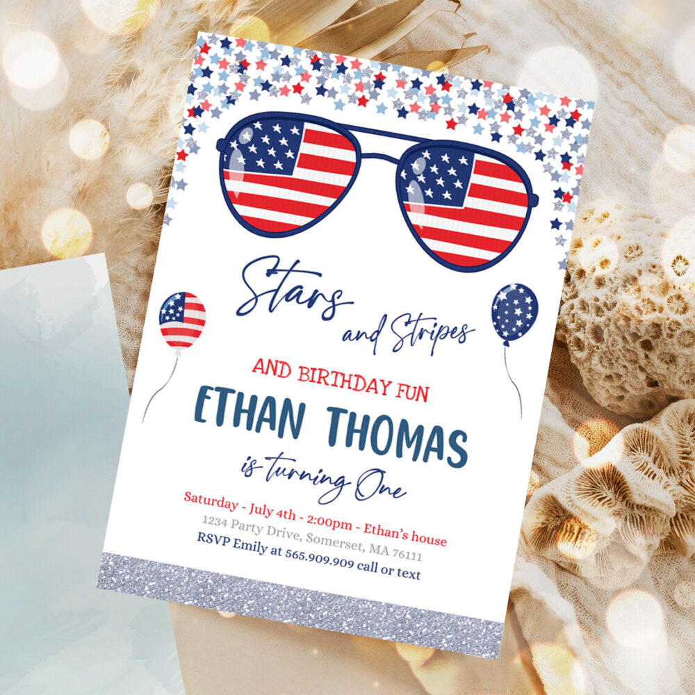 editable 4th of july birthday invitation 4th of july stars stripe 1st birthday memorial day independence day party 1