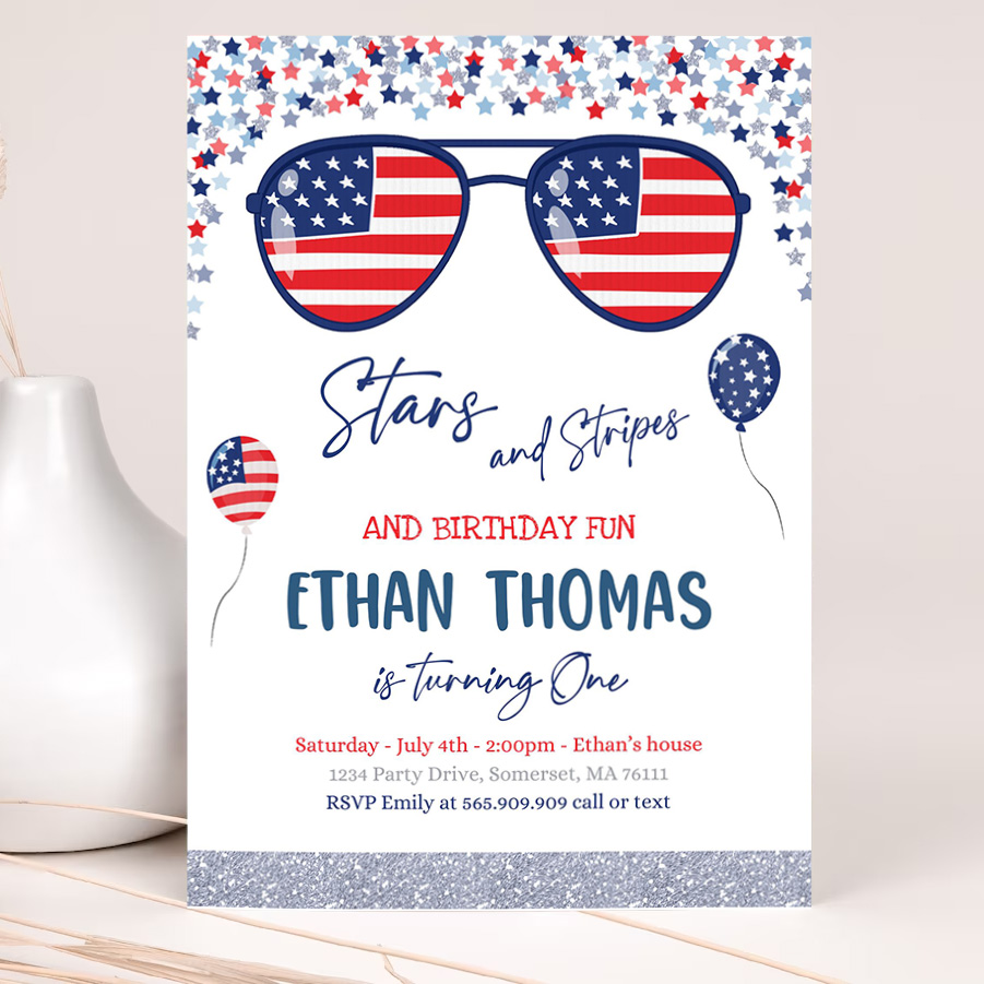 editable 4th of july birthday invitation 4th of july stars stripe 1st birthday memorial day independence day party 2