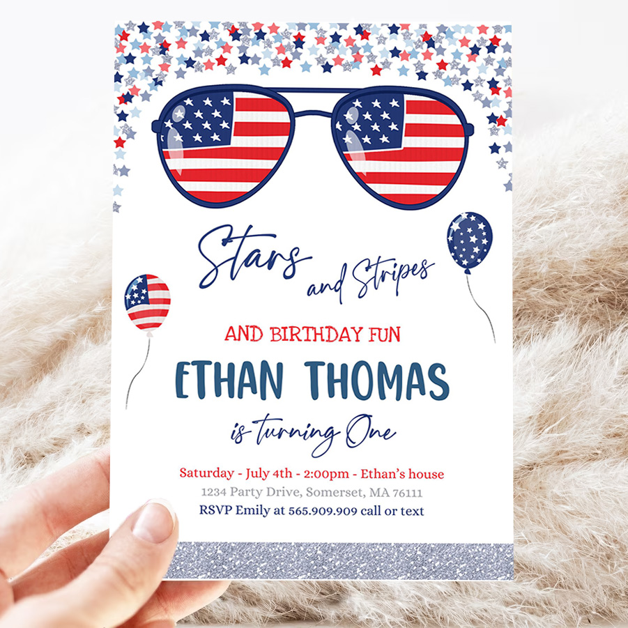 editable 4th of july birthday invitation 4th of july stars stripe 1st birthday memorial day independence day party 3