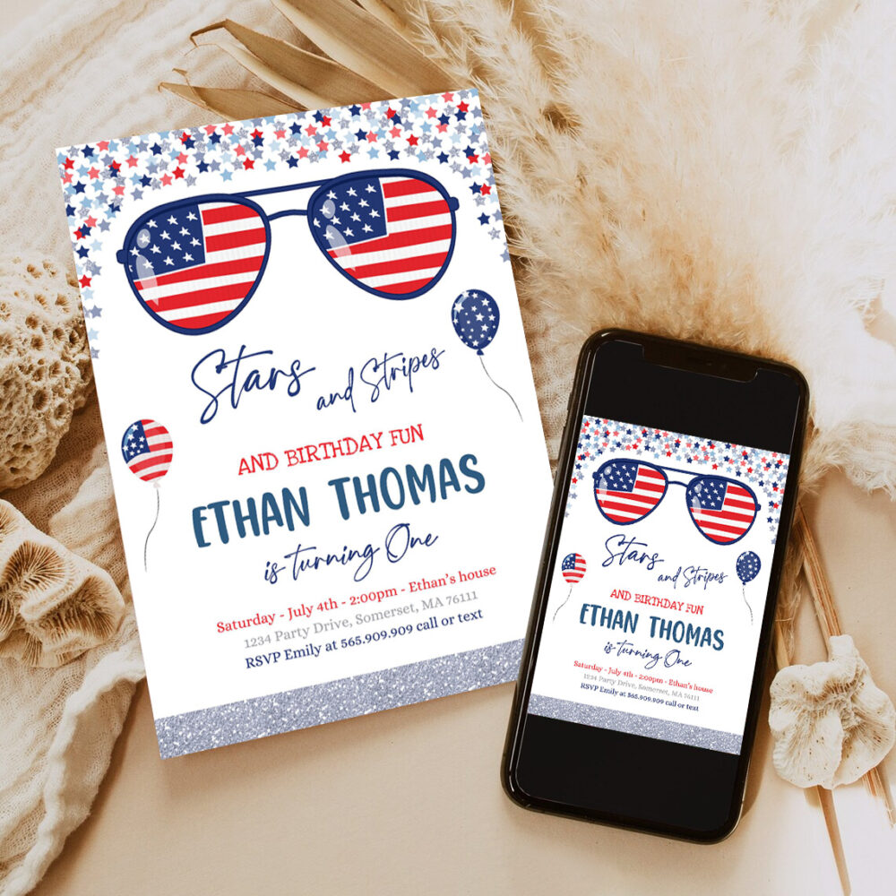 editable 4th of july birthday invitation 4th of july stars stripe 1st birthday memorial day independence day party 6