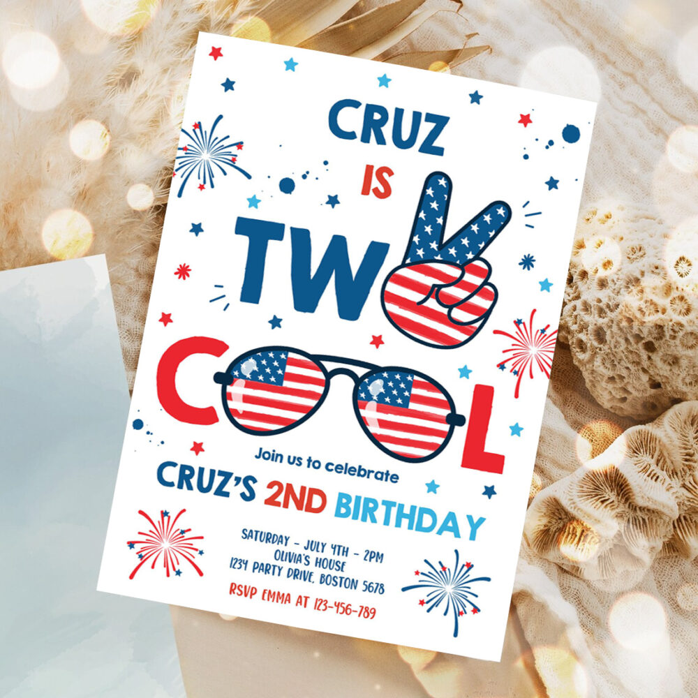 editable 4th of july birthday invitation two cool dude 4th of july 2nd birthday invitation memorial day birthday party 1