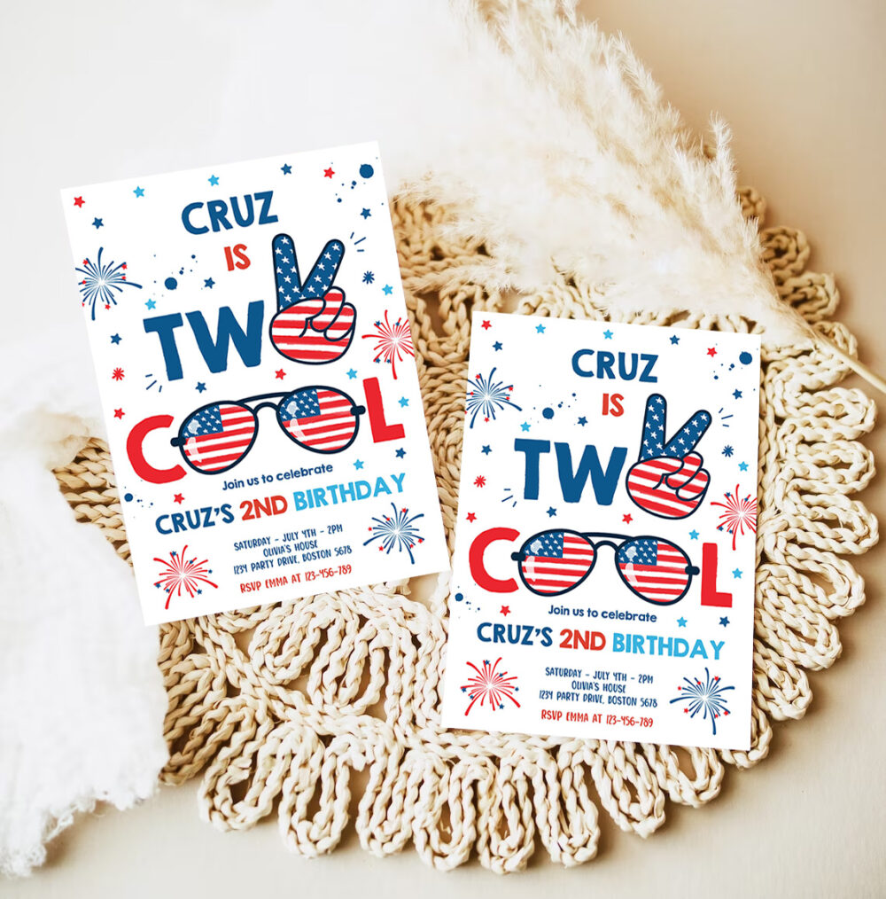 editable 4th of july birthday invitation two cool dude 4th of july 2nd birthday invitation memorial day birthday party 7