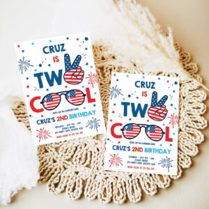 editable 4th of july birthday invitation two cool dude 4th of july 2nd birthday invitation memorial day birthday party 7
