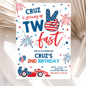 editable 4th of july birthday invitation two fast 2nd birthday invitation 4th of july 2nd birthday memorial day party 5