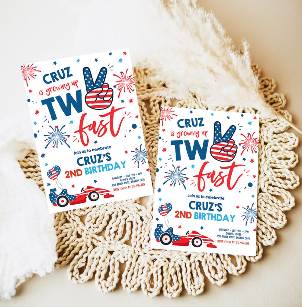 editable 4th of july birthday invitation two fast 2nd birthday invitation 4th of july 2nd birthday memorial day party 7