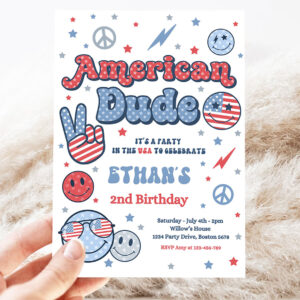 editable 4th of july birthday party invitation retro american dude birthday party invite america vibes birthday party invites 3