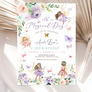 editable any age purple pink fairy birthday invitation butterfly magical wildflower fairy fairy birthday invite 5