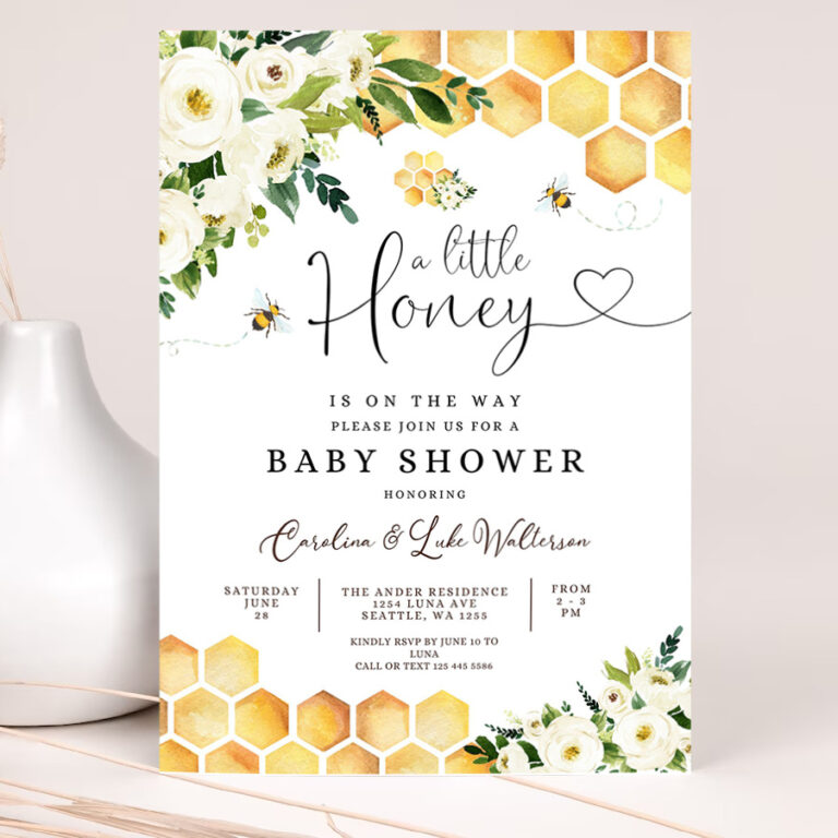 editable bee a little honey baby shower invitation gender neutral honey bee baby shower invite printable template 2