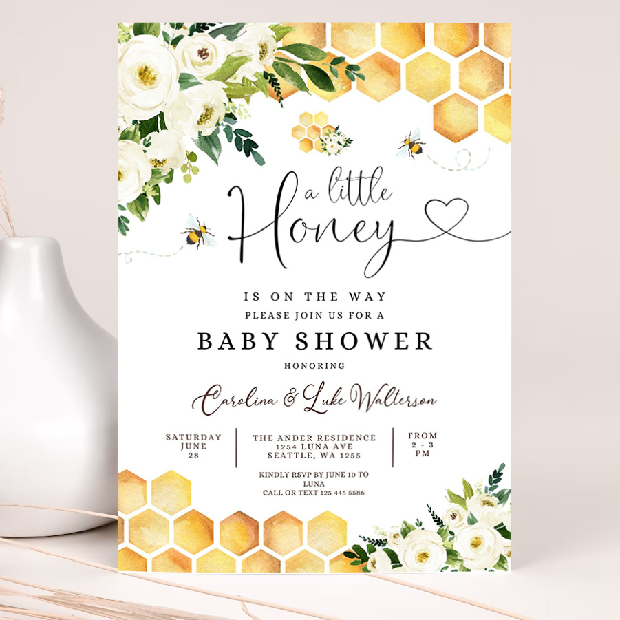 editable bee a little honey baby shower invitation gender neutral honey bee baby shower invite printable template 2