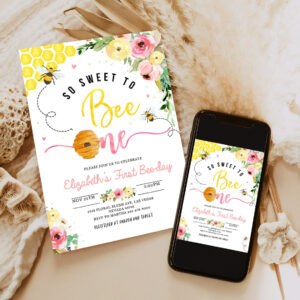 editable bee birthday invitation honey bee birthday party bee 1st birthday so sweet to bee one party bee day 1st birthday party 6