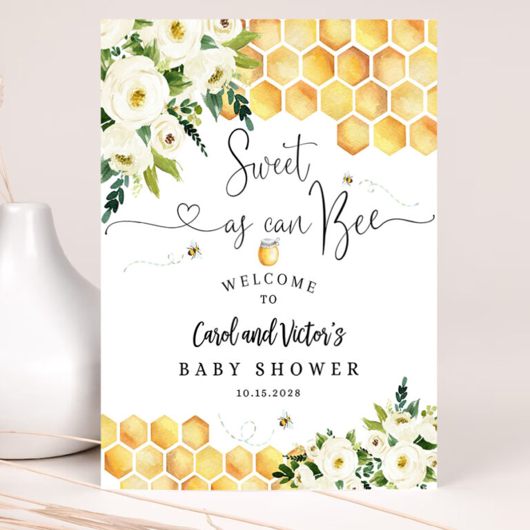 editable bee sweet as can bee baby shower baby sprinkle welcome sign yard sign 24x36 18x24 16x20 printable template 2