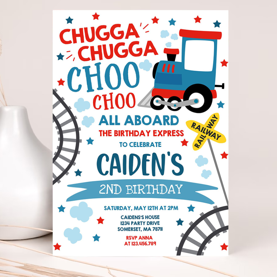 editable chugga chugga choo choo train birthday invitation chugga chugga choo choo party choo choo train party 2