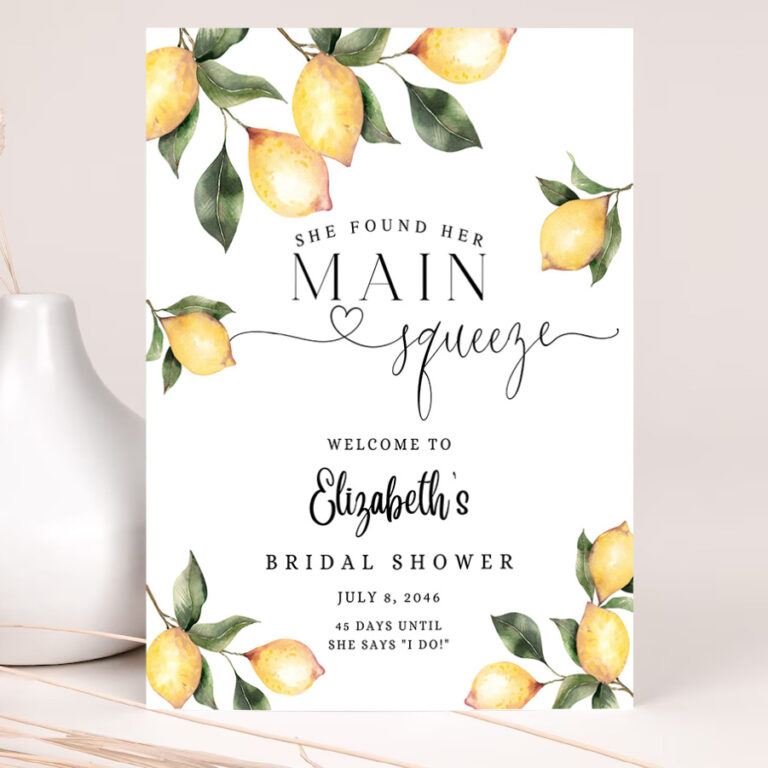 editable citrus lemon bridal shower welcome sign rustic she found her main squeeze welcome sign printable template 2