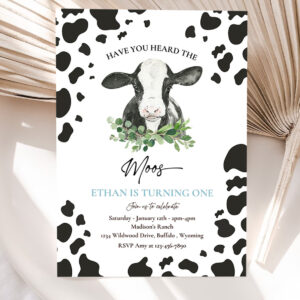 editable cow birthday party invitation have you heard the moos birthday party boy cow ranch farm birthday party 5