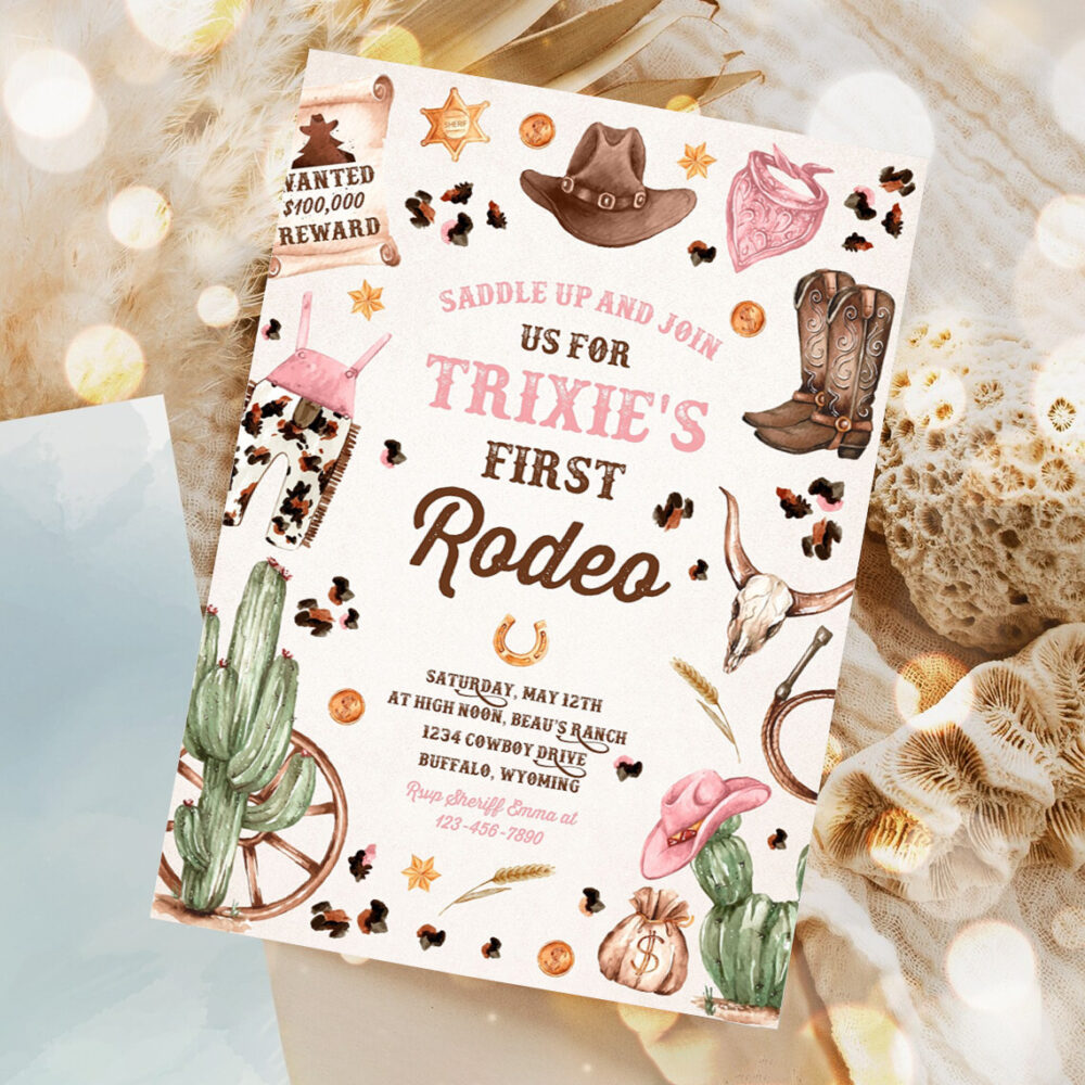editable cowgirl birthday invitation wild west cowgirl 1st rodeo birthday party southwestern ranch birthday party 1