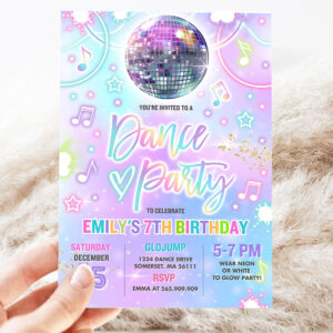 editable dance party invitation tie dye dance party invitation glow tie dye dance party neon glow disco dance party 3