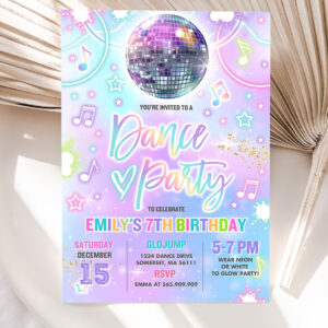 editable dance party invitation tie dye dance party invitation glow tie dye dance party neon glow disco dance party 5