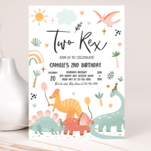 editable dinosaur birthday party invitation dinosaur two rex birthday jurassic dinomite 2nd birthday party 2